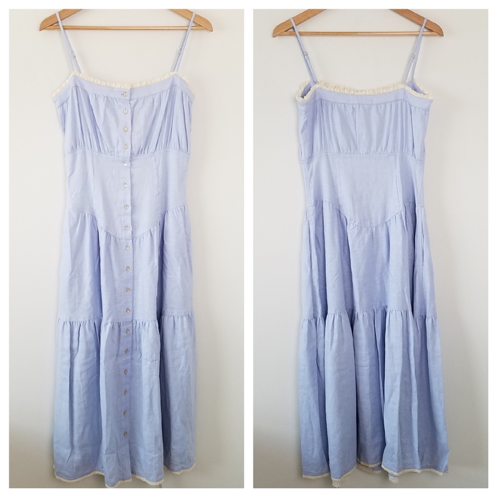 Christy Dawn Lola Monterey Blue Tiered Dress, S